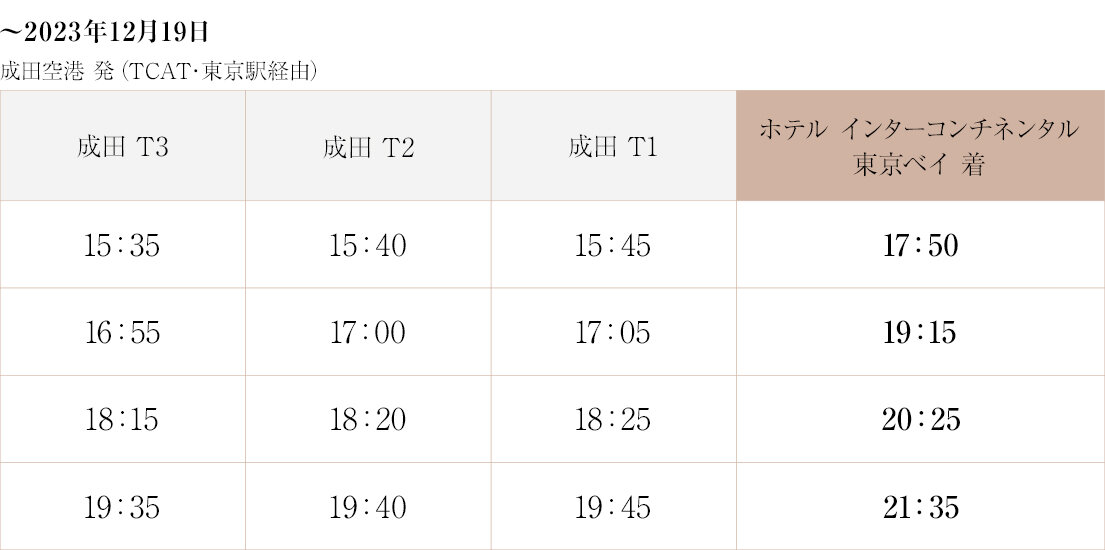 23年12月19日までの時刻表